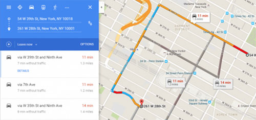 Google Maps interface